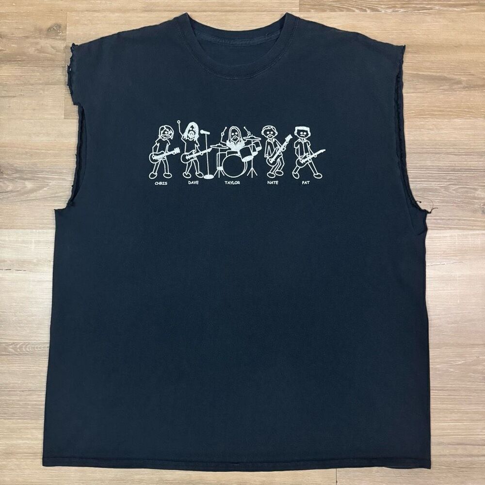 Vintage Men's XL Foo Fighters KOMP 92.3 Las Vegas Rock Cutoff Tee Shirt Black